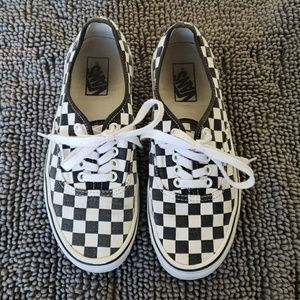 Black and white checkered lace up Vans